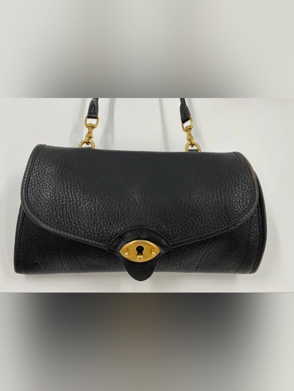 Dooney & Bourke Black AWL Pebbled Leather Cavalry Pouchette  Crossbody Bag